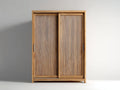 Kleiderschrank aus Holz 120 x 60 x 190 cm - Naturbraun - 2 Schiebetüren mit gerillter Front für Schlafzimmer