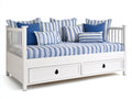 Schlafsofa Tagesbett 210x98x82 cm - Weiß-Blau - mit 2 Schubladen