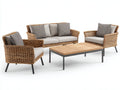 Gartensofa Set aus Polyrattan 155 x 78 x 78 cm - Braun Beige Anthrazit - 4-teilige Loungegruppe für Garten und Terrasse