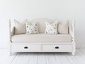 Schlafsofa aus Holz 205 x 92 x 108 cm - Weiß und Beige - Mit 2 Schubladen im Landhausstil für Gästezimmer