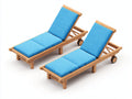 Sonnenliege Set aus Holz 200 x 68 x 88 cm - Natur Blau - 2 Gartenliegen mit verstellbarer Rückenlehne und Rollen für Terrasse und Poolbereich