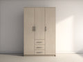 Kleiderschrank aus Holzwerkstoff mit 3 Türen und 3 Schubladen 120 x 52 x 190 cm - Helle Eiche - Modernes Design für das Schlafzimmer
