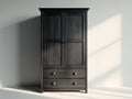 Kleiderschrank mit 2 Türen und 2 Schubladen - Holzwerkstoff 108 x 58 x 198 cm - Schwarz - Klassisches Design für Schlafzimmer