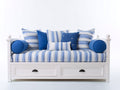 Schlafsofa mit Holzrahmen 205x92x86 cm - Weiß-Blau - mit 2 Schubladen