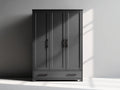 Kleiderschrank aus Holzwerkstoff 140x55x190 cm - Schwarz - Mit 3 Türen und 1 Schublade