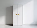 Kleiderschrank aus Holzwerkstoff 80x50x180 cm - Weiß und Gold - Mit 2 Türen und runden Griffen