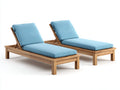 Sonnenliege 2er Set aus Holz je 200 x 70 x 85 cm - Braun und Hellblau - Verstellbare Rückenlehne für Terrasse und Garten