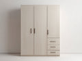 Kleiderschrank aus Holzwerkstoff mit 3 Türen und 3 Schubladen 140 x 52 x 190 cm - Cremeweiß - Modernes Design für das Schlafzimmer
