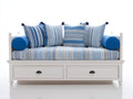 Schlafsofa aus Holzwerkstoff mit 2 Schubladen 210 x 95 x 98 cm - Weiß und Blau - Maritimes Design mit Liegefunktion