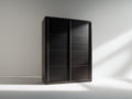 Kleiderschrank aus Holzwerkstoff mit 2 Schiebetüren 160 x 60 x 210 cm - Schwarzbraun - Modernes Design für das Schlafzimmer