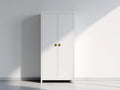 Kleiderschrank 2-türig 90x55x180 cm - weiß - klassischer Stil mit Knopfgriffen